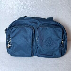 Kipling Cool Defea Shoulder Bag Teal Green Blue Travel Monkey Charm Pockets READ
